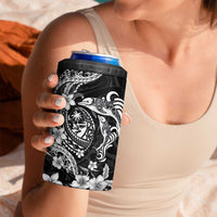 Guam Dolphins Tribal Tattoo 4 in 1 Can Cooler Tumbler Polynesian Art and Tropical Flower Grayscale LT03 - Polynesian Pride