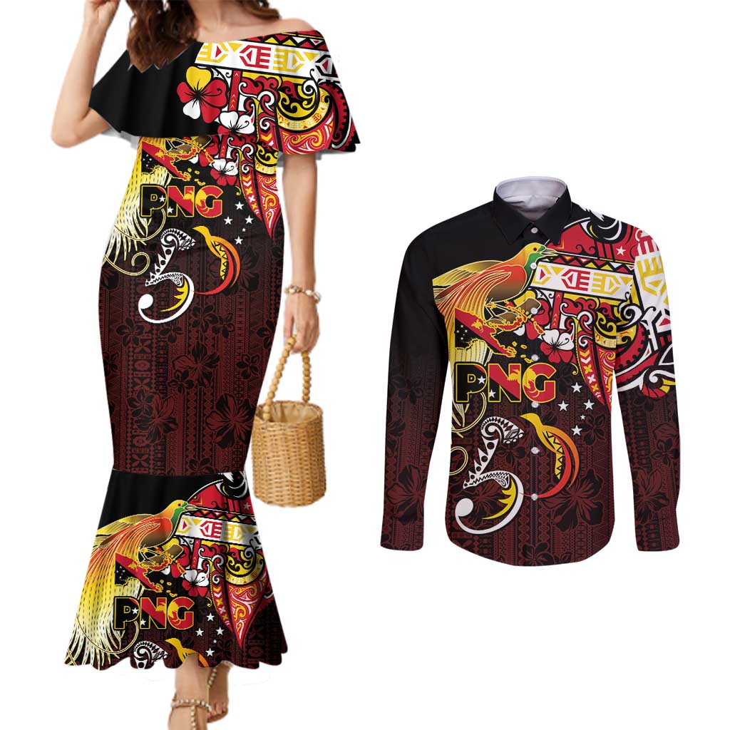 Papua New Guinea 2025 Couples Matching Mermaid Dress and Long Sleeve Button Shirt 50th Independence Day Anniversary