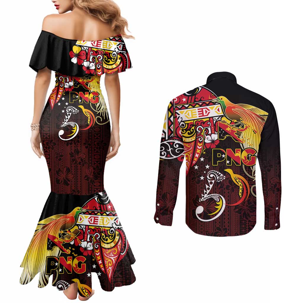 Papua New Guinea 2025 Couples Matching Mermaid Dress and Long Sleeve Button Shirt 50th Independence Day Anniversary