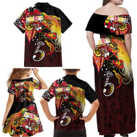 Papua New Guinea 2025 Family Matching Off Shoulder Maxi Dress and Hawaiian Shirt 50th Independence Day Anniversary
