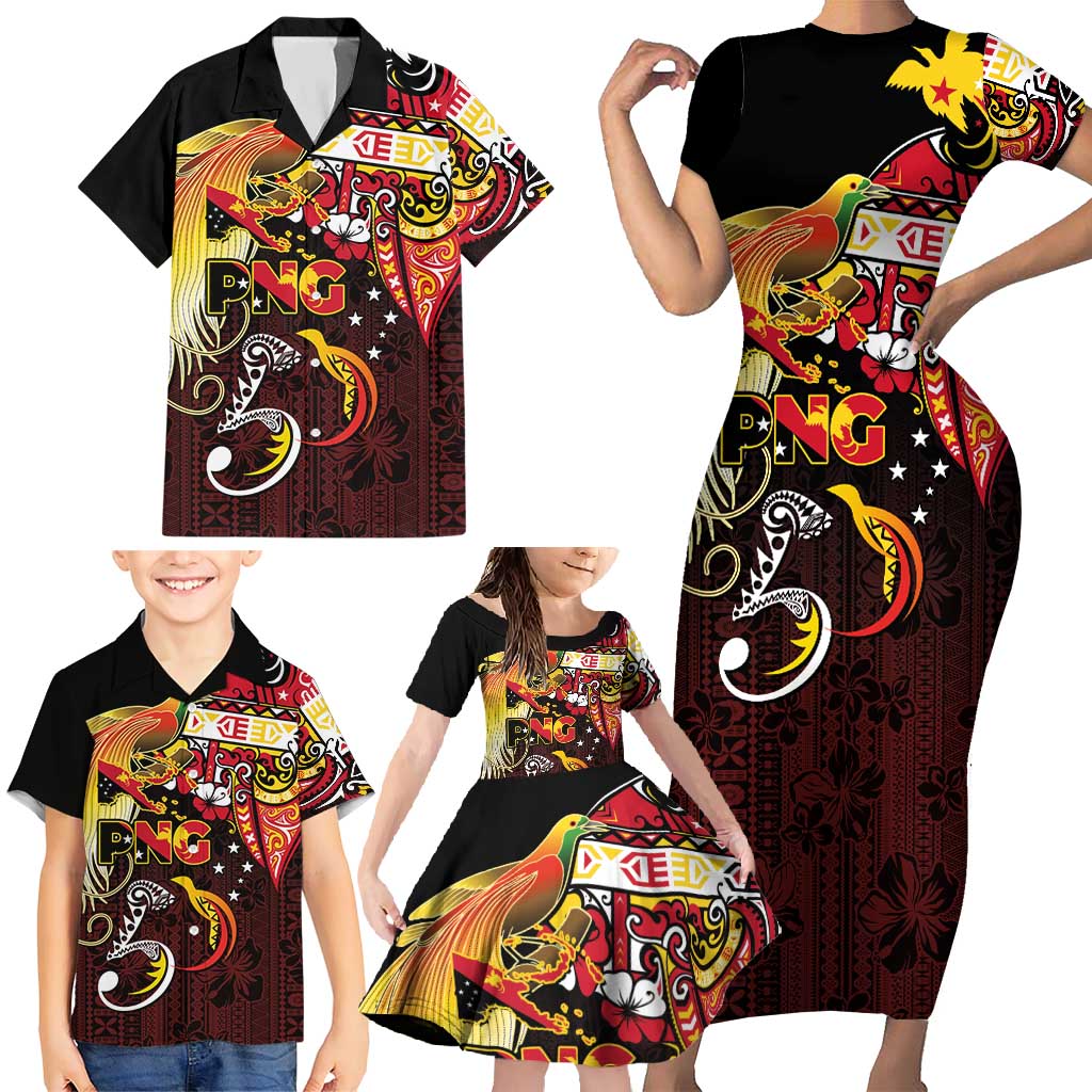 Papua New Guinea 2025 Family Matching Short Sleeve Bodycon Dress and Hawaiian Shirt 50th Independence Day Anniversary