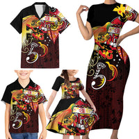 Papua New Guinea 2025 Family Matching Short Sleeve Bodycon Dress and Hawaiian Shirt 50th Independence Day Anniversary