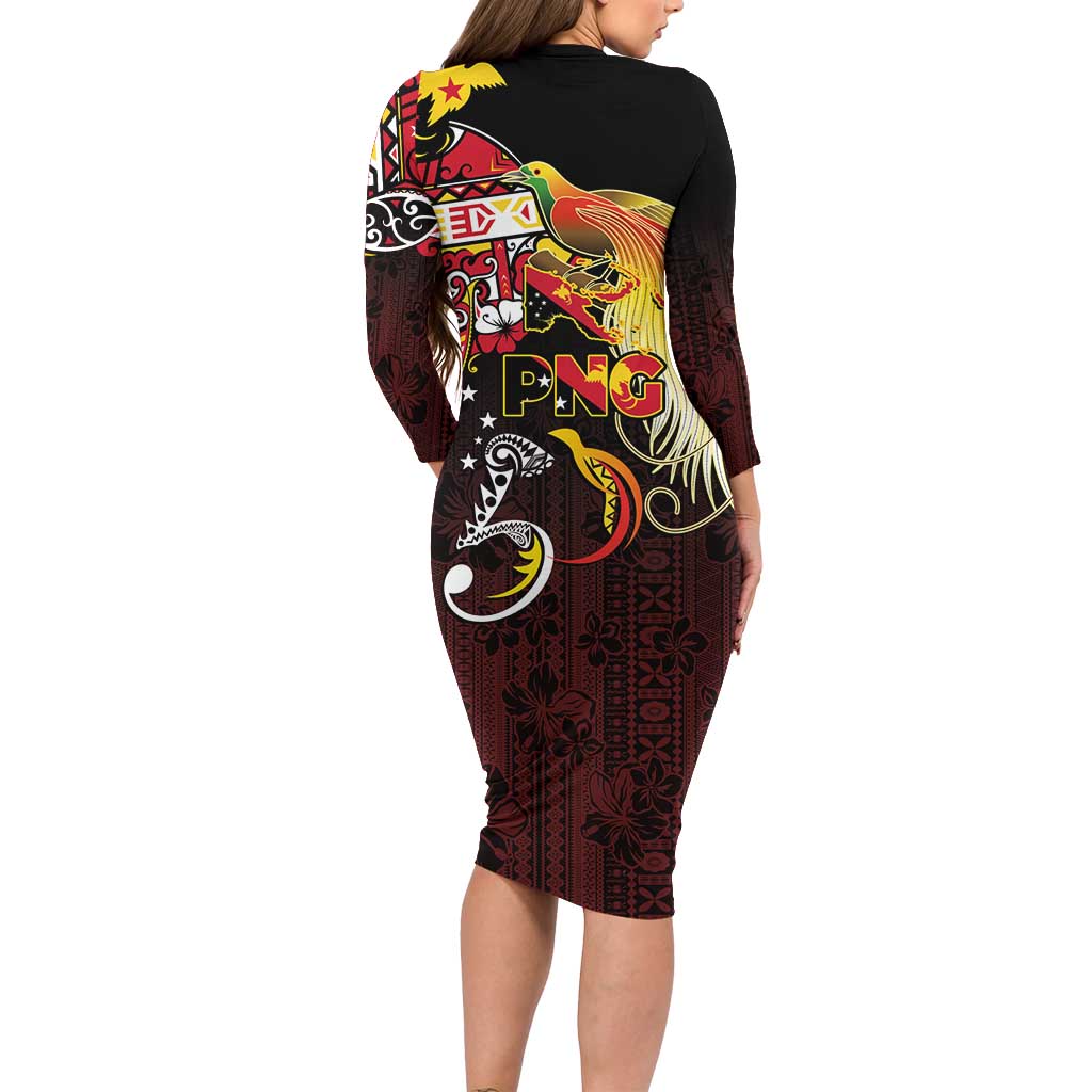 Papua New Guinea 2025 Long Sleeve Bodycon Dress 50th Independence Day Anniversary