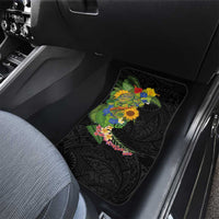 Hawaiian Tropical Plants and Chameleon Car Mats Polynesian Art Colorful - Polynesian Pride