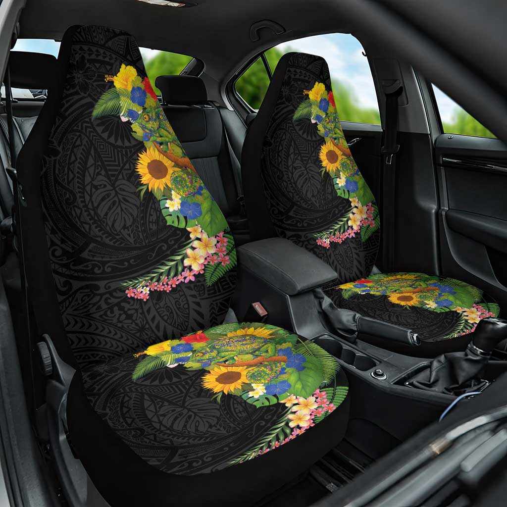 Hawaiian Tropical Plants and Chameleon Car Seat Cover Polynesian Art Colorful - Polynesian Pride