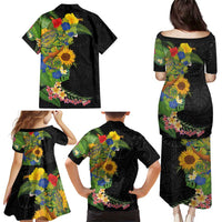 Hawaiian Tropical Plants and Chameleon Family Matching Puletasi and Hawaiian Shirt Polynesian Art Colorful - Polynesian Pride