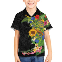 Hawaiian Tropical Plants and Chameleon Family Matching Puletasi and Hawaiian Shirt Polynesian Art Colorful - Polynesian Pride