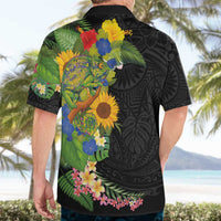 Hawaiian Tropical Plants and Chameleon Hawaiian Shirt Polynesian Art Colorful - Polynesian Pride