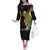 Hawaiian Tropical Plants and Chameleon Off The Shoulder Long Sleeve Dress Polynesian Art Colorful - Polynesian Pride