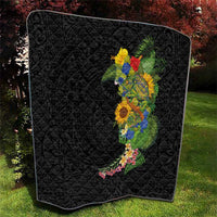 Hawaiian Tropical Plants and Chameleon Quilt Polynesian Art Colorful - Polynesian Pride