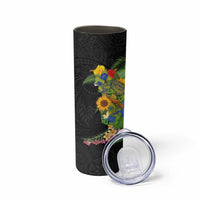 Hawaiian Tropical Plants and Chameleon Skinny Tumbler Polynesian Art Colorful - Polynesian Pride