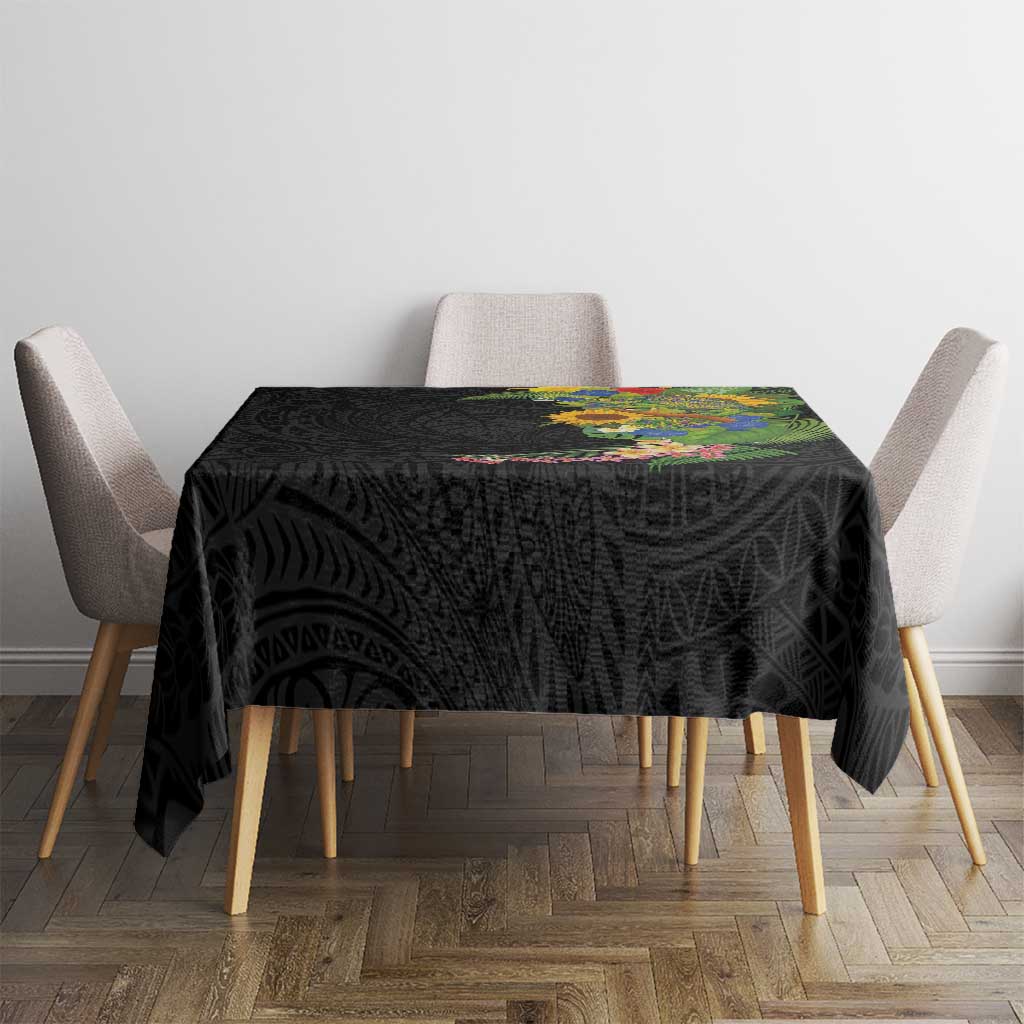 Hawaiian Tropical Plants and Chameleon Tablecloth Polynesian Art Colorful - Polynesian Pride