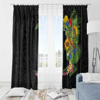 Hawaiian Tropical Plants and Chameleon Window Curtain Polynesian Art Colorful - Polynesian Pride