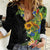 Hawaiian Tropical Plants and Chameleon Women Casual Shirt Polynesian Art Colorful - Polynesian Pride