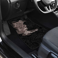 Hawaiian Tropical Plants and Chameleon Car Mats Polynesian Art Grayscale - Polynesian Pride