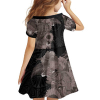 Hawaiian Tropical Plants and Chameleon Family Matching Off Shoulder Maxi Dress and Hawaiian Shirt Polynesian Art Grayscale - Polynesian Pride