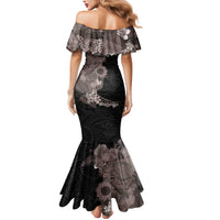 Hawaiian Tropical Plants and Chameleon Mermaid Dress Polynesian Art Grayscale LT03 - Polynesian Pride