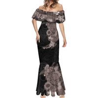 Hawaiian Tropical Plants and Chameleon Mermaid Dress Polynesian Art Grayscale LT03 - Polynesian Pride