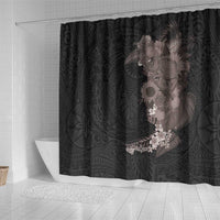 Hawaiian Tropical Plants and Chameleon Shower Curtain Polynesian Art Grayscale - Polynesian Pride