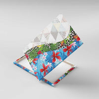 Hawaiian Tropical Flowers and Leaves Canvas Wall Art on Leopard Pattern Half Style White-Blue Version - Polynesian Pride