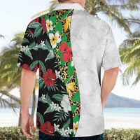 Hawaiian Tropical Flowers and Leaves Hawaiian Shirt on Leopard Pattern Half Style White-Black Version - Polynesian Pride