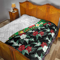 Hawaiian Tropical Flowers and Leaves Quilt on Leopard Pattern Half Style White-Black Version - Polynesian Pride