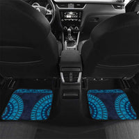 Fiji Coat of Arms Traditional Dashiki Car Mats Tapa Art and Palm Leaves Pattern Dark Navy Color - Polynesian Pride