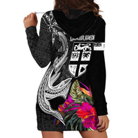Custom Polynesian Fiji Hoodie Dress Shark and Hibiscus Tapa Pattern Version LT03 - Polynesian Pride