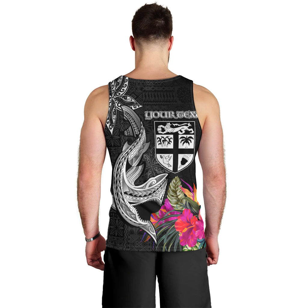 Custom Polynesian Fiji Men Tank Top Shark and Hibiscus Tapa Pattern Version LT03 - Polynesian Pride