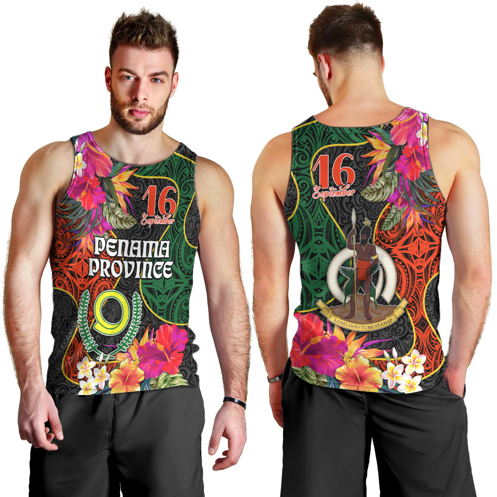Penama Day Men Tank Top 16th September Polynesian Pattern with Pacific Flower LT03 - Polynesian Pride