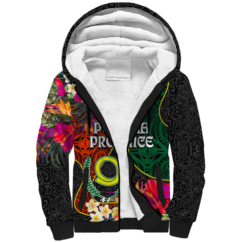 Penama Day Sherpa Hoodie 16th September Polynesian Pattern with Pacific Flower LT03 Unisex Black - Polynesian Pride
