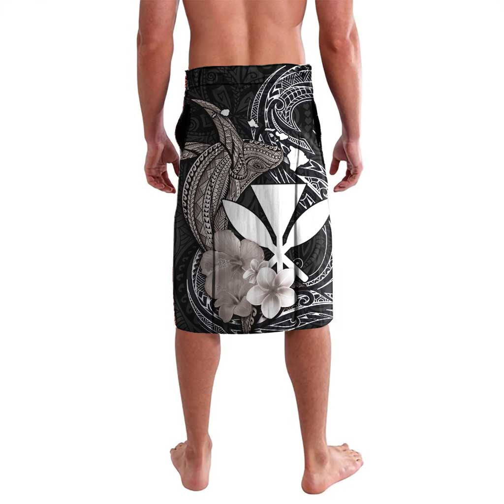 Hawaiian Whale and Kanaka Maoli Symbol Lavalava Hibiscus with Hawaii Map and Polynesian Tattoo Grayscale Color