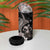 Hawaiian Whale and Volcanic Eruption 4 in 1 Can Cooler Tumbler Hibiscus and Kakau Pattern Grayscale Color