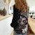 Hawaiian Whale and Volcanic Eruption Women Casual Shirt Hibiscus and Kakau Pattern Grayscale Color