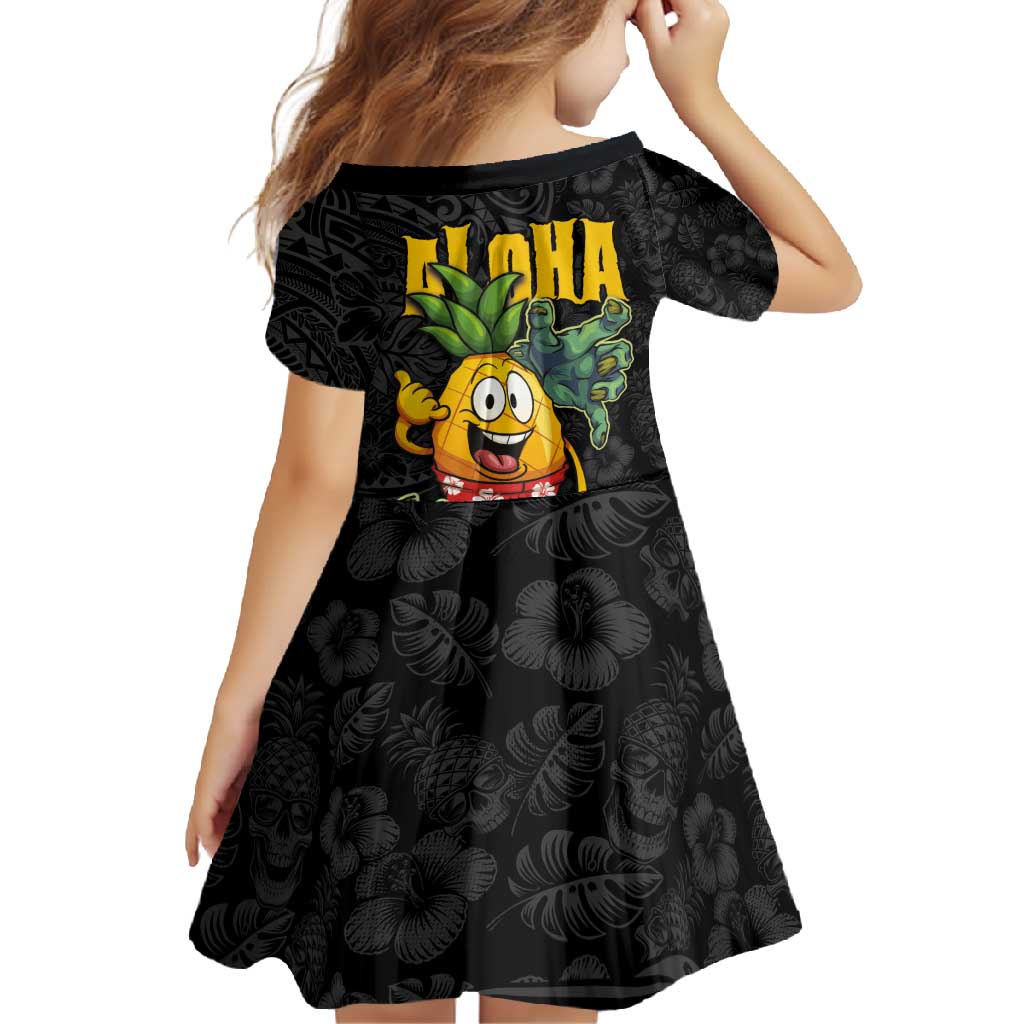 Hawaiian Halloween Family Matching Summer Maxi Dress and Hawaiian Shirt Aloha Pinapple with Mysterious Hands and Polynesian Tribal Tattoo