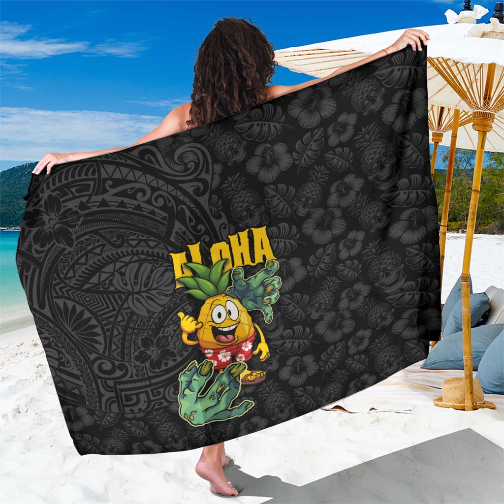 Hawaiian Halloween Sarong Aloha Pinapple with Mysterious Hands and Polynesian Tribal Tattoo