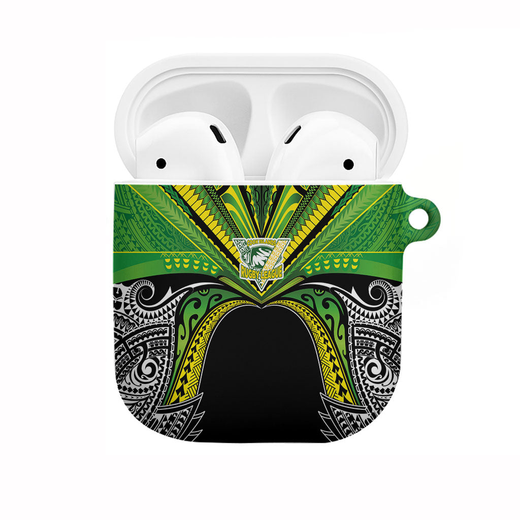 Cook Islands Rugby League AirPods Case Polynesian and Tatau Tribal Art - Black Color