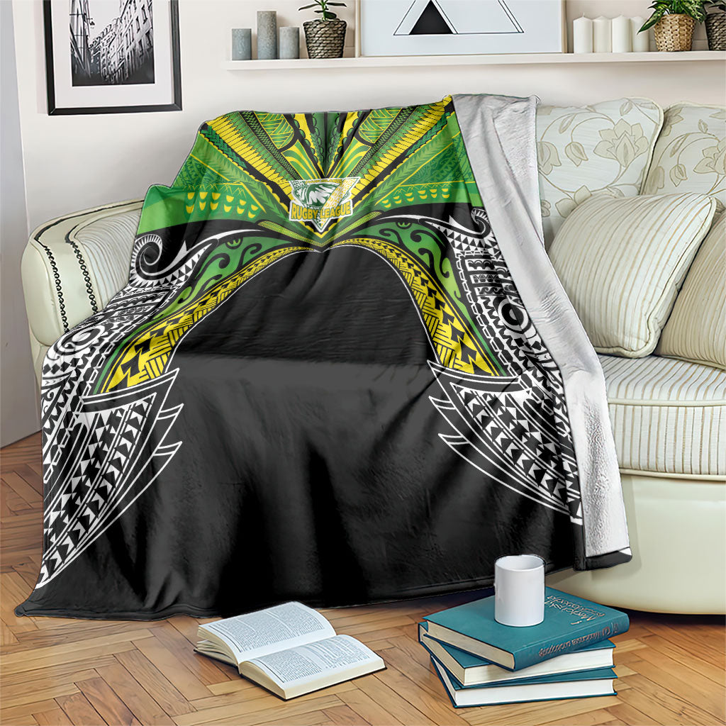 Cook Islands Rugby League Blanket Polynesian and Tatau Tribal Art - Black Color