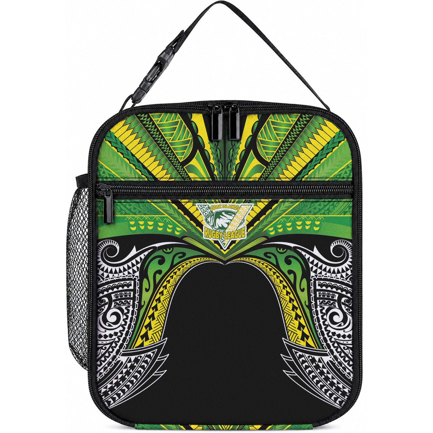 Cook Islands Rugby League Lunch Bag Polynesian and Tatau Tribal Art - Black Color
