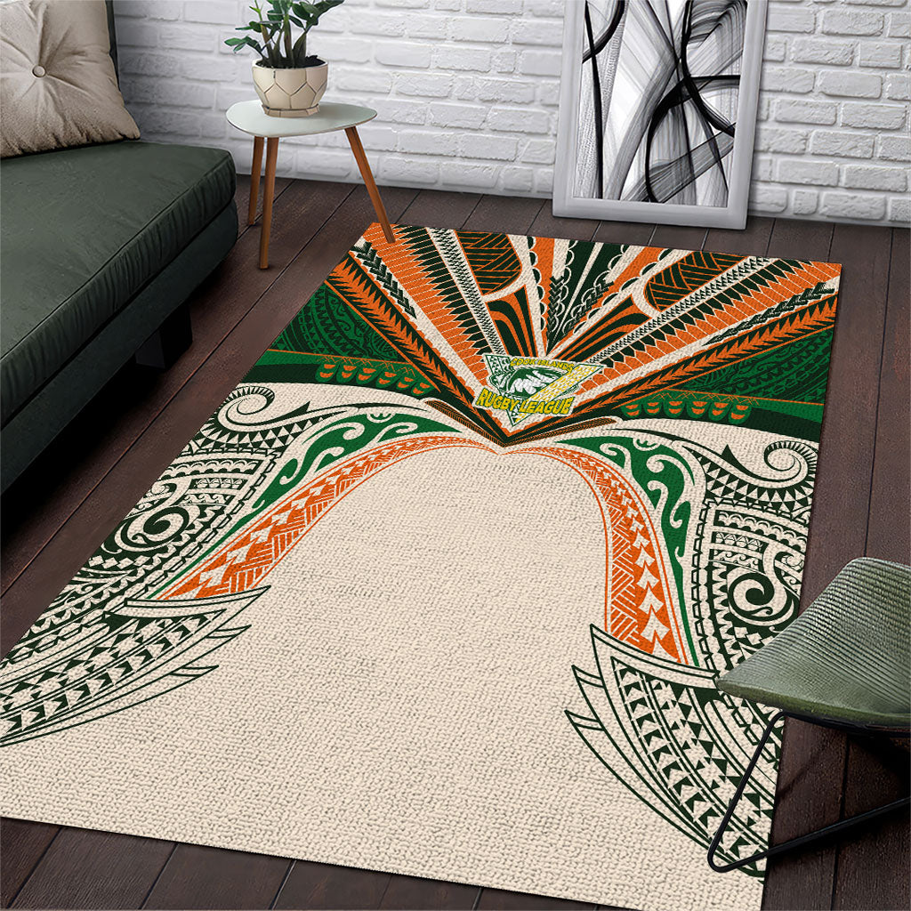 Cook Islands Rugby League Area Rug Polynesian and Tatau Tribal Art - Retro Palette