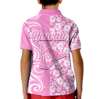 Hawaii Kauai Island Kid Polo Shirt Hibiscus Pattern Seamless Tribal Simple Pink LT03 - Polynesian Pride