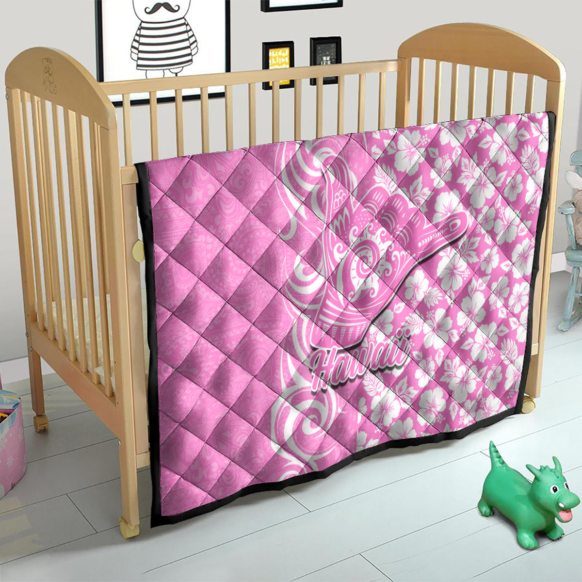 Hawaii Kauai Island Quilt Hibiscus Pattern Seamless Tribal Simple Pink LT03 - Polynesian Pride