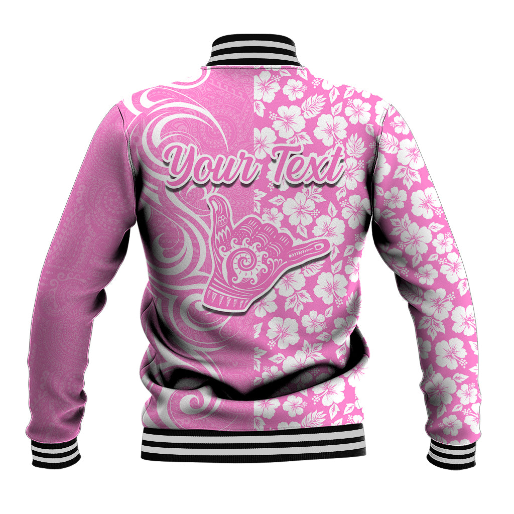 Custom Hawaii Kauai Island Baseball Jacket Hibiscus Pattern Seamless Tribal Simple Pink LT03 - Polynesian Pride