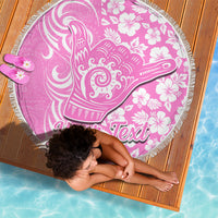 Custom Hawaii Kauai Island Beach Blanket Hibiscus Pattern Seamless Tribal Simple Pink LT03 - Wonder Print Shop