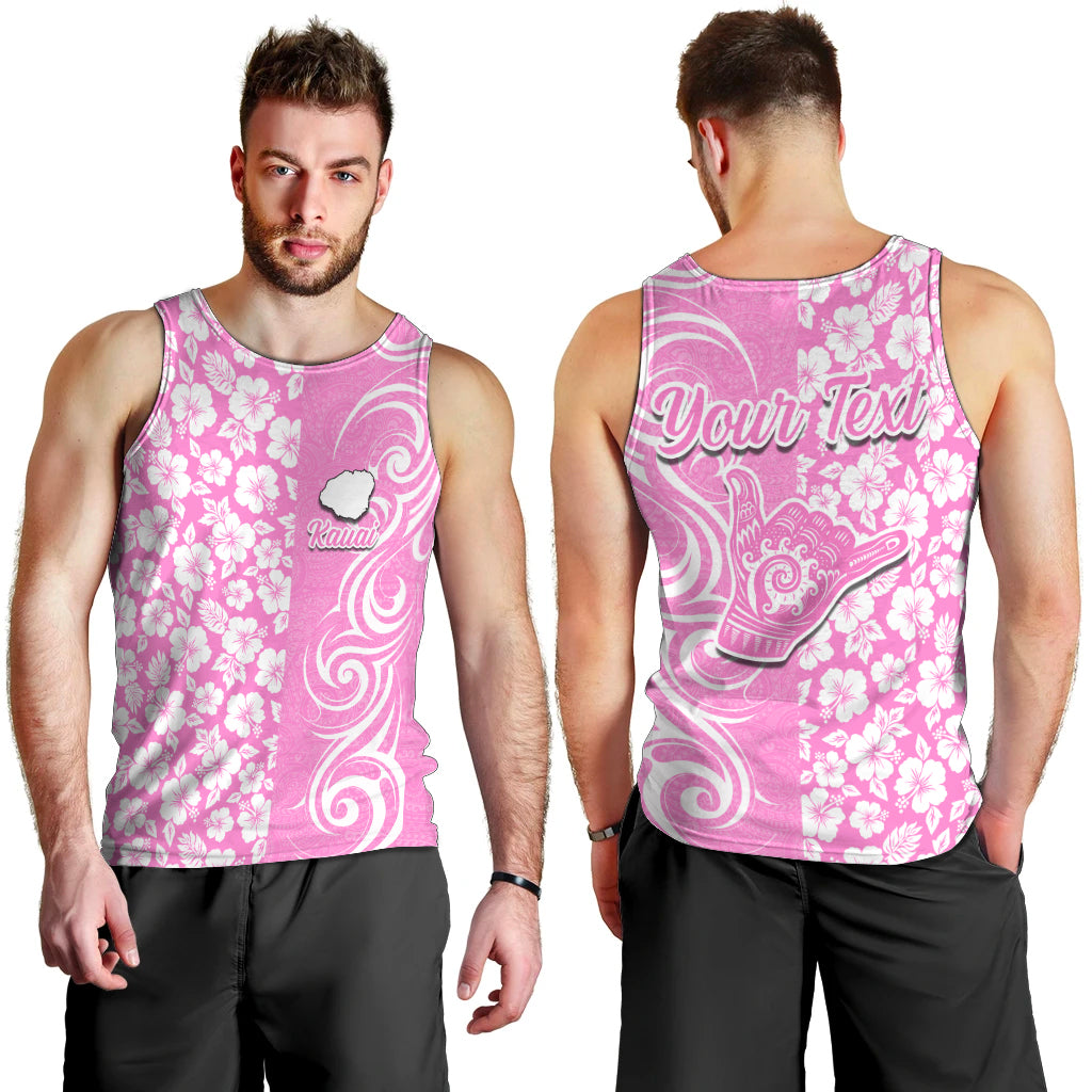 Custom Hawaii Kauai Island Men Tank Top Hibiscus Pattern Seamless Tribal Simple Pink LT03 - Polynesian Pride