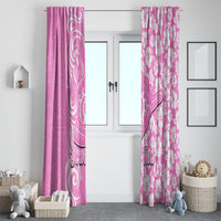 Custom Hawaii Kauai Island Window Curtain Hibiscus Pattern Seamless Tribal Simple Pink LT03 - Polynesian Pride