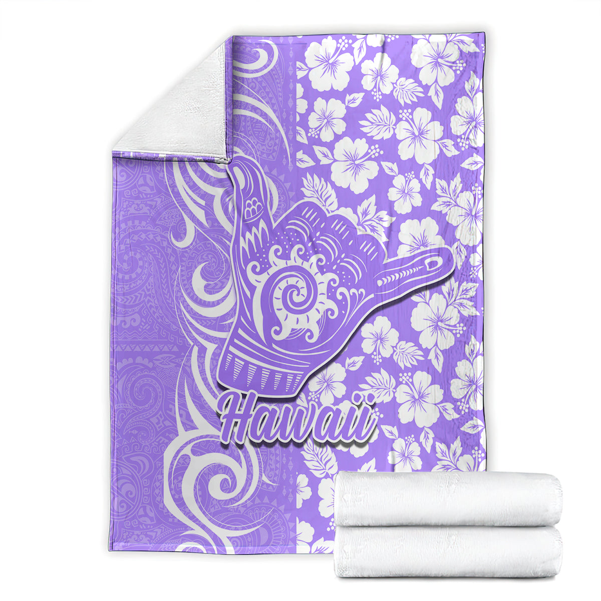 Hawaii Kauai Island Blanket Hibiscus Pattern Seamless Tribal Simple Purple LT03 - Polynesian Pride