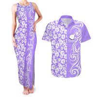 Hawaii Kauai Island Couples Matching Tank Maxi Dress and Hawaiian Shirt Hibiscus Pattern Seamless Tribal Simple Purple LT03 Purple - Polynesian Pride
