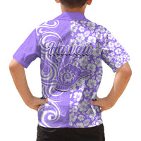 Hawaii Kauai Island Kid Hawaiian Shirt Hibiscus Pattern Seamless Tribal Simple Purple LT03 - Polynesian Pride