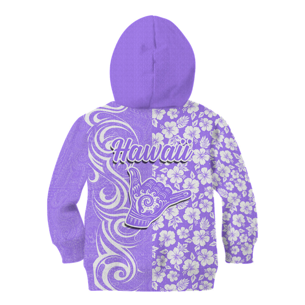 Hawaii Kauai Island Kid Hoodie Hibiscus Pattern Seamless Tribal Simple Purple LT03 - Polynesian Pride